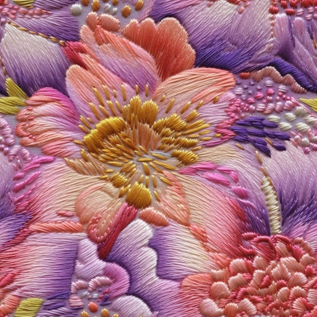 Detail vyšívaného kvetinového vzoru